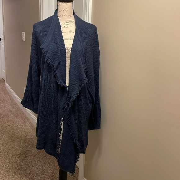 Caslon Sweaters - EUC Caslon women’s fringe open cardigan in blue size XL​​​​​